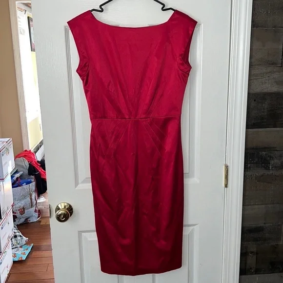 strapless open back dress Calvin Klein red linen pleated skirt set – Moore Vintage Archive main image 0